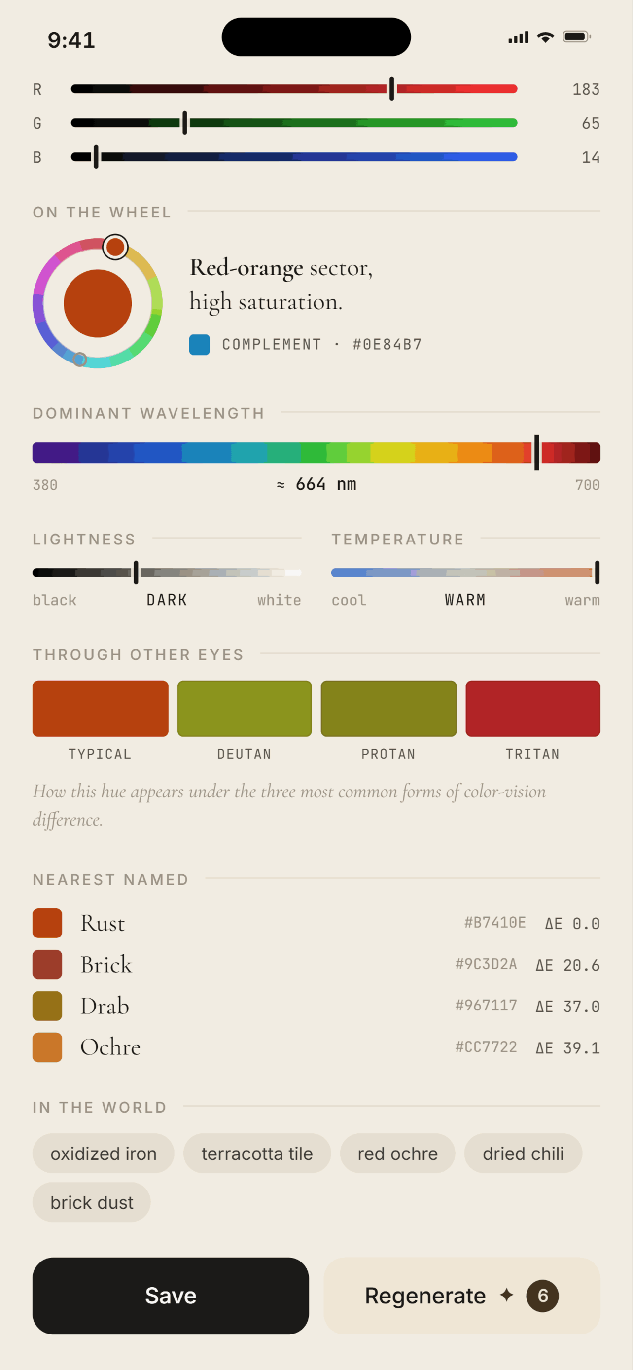 hue — scientific color breakdown (HSL, wavelength)
